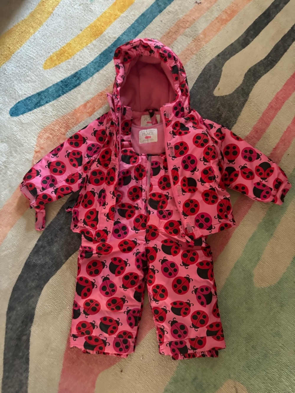 The Children's Place Pink Ladybug snow jacket and pants